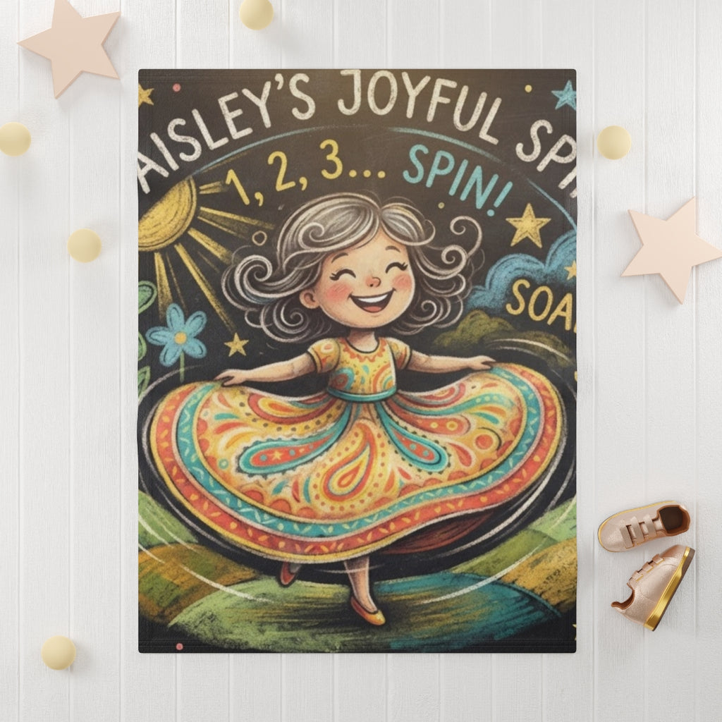 Soft Fleece Baby Blanket - Paisley's Joyful Spin Chalkboard...