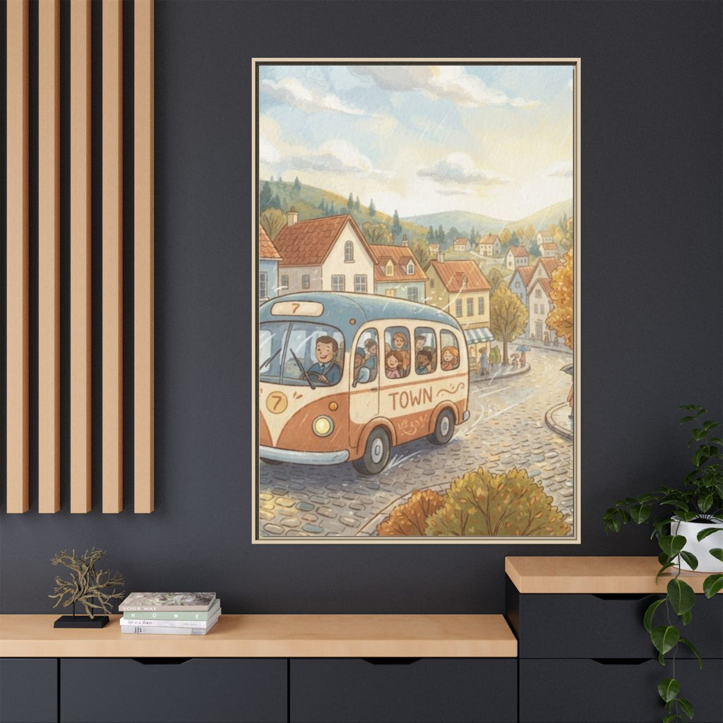 Matte Canvas Framed - Cozy Town Bus — Natural / 1.25" (8×10...