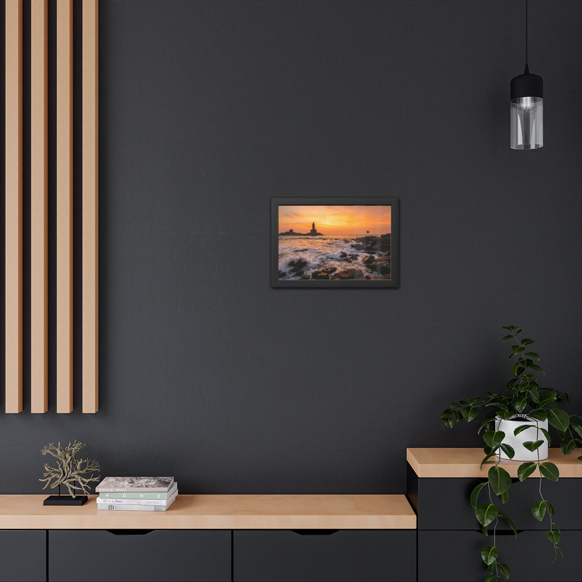 Framed Posters - Coastal Golden Glow — Landscape