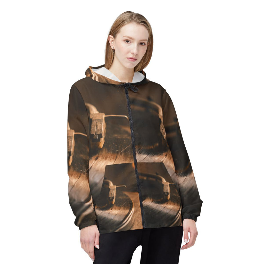 Vintage Turntable Vinyl Unisex Windbreaker Jacket