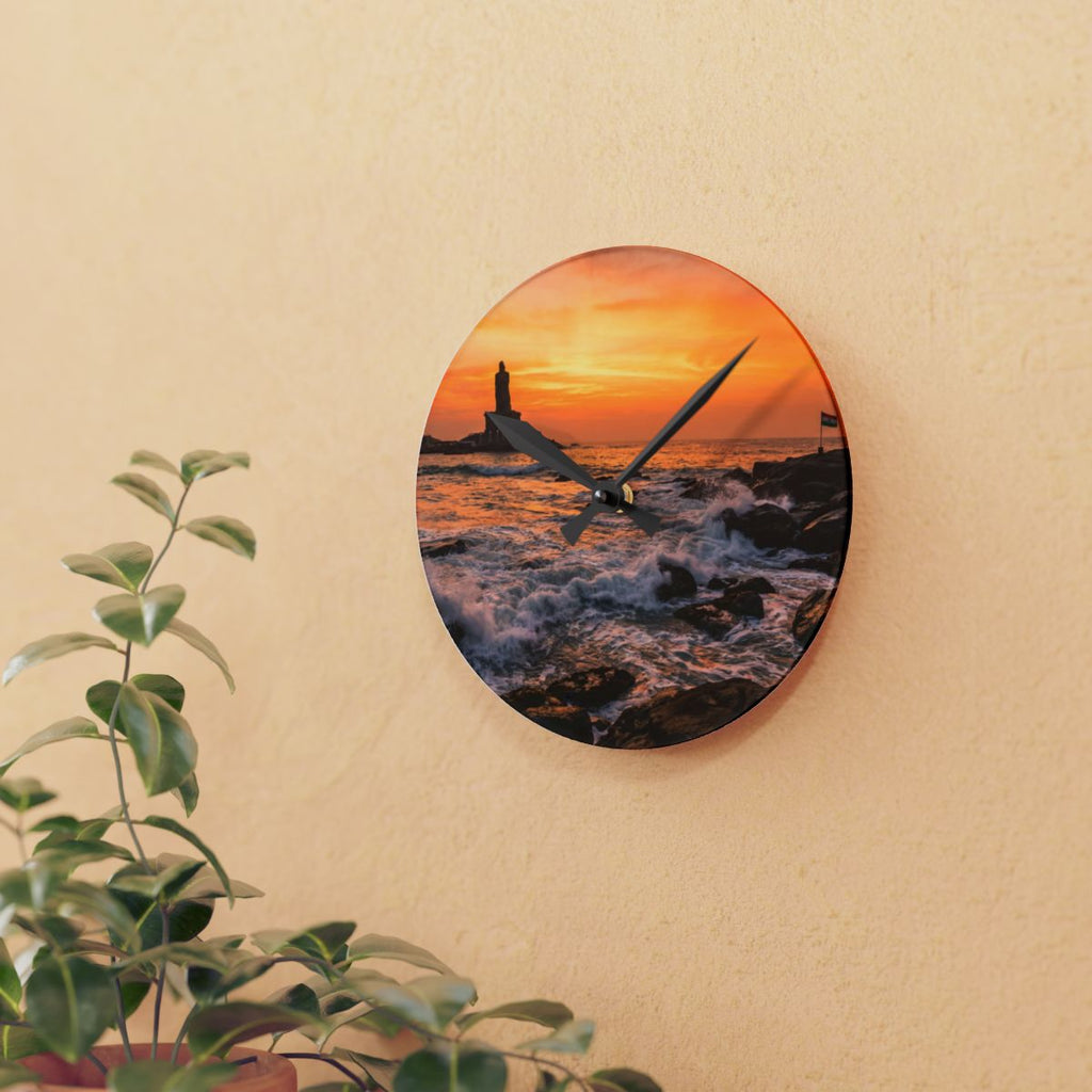 Acrylic Wall Clock - Golden Hour Coast