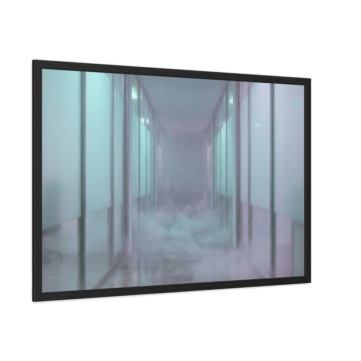 Framed Posters - Liminal Corridor Fog Art Print — Landscape...