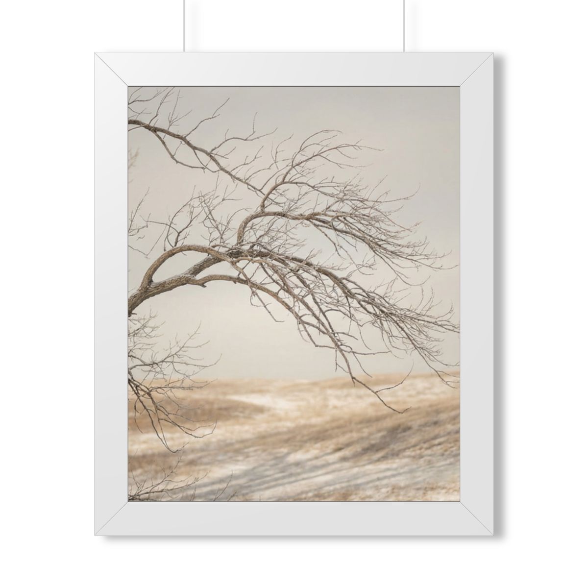 Framed Vertical Poster - Winter Branch Solitude Landscape —...