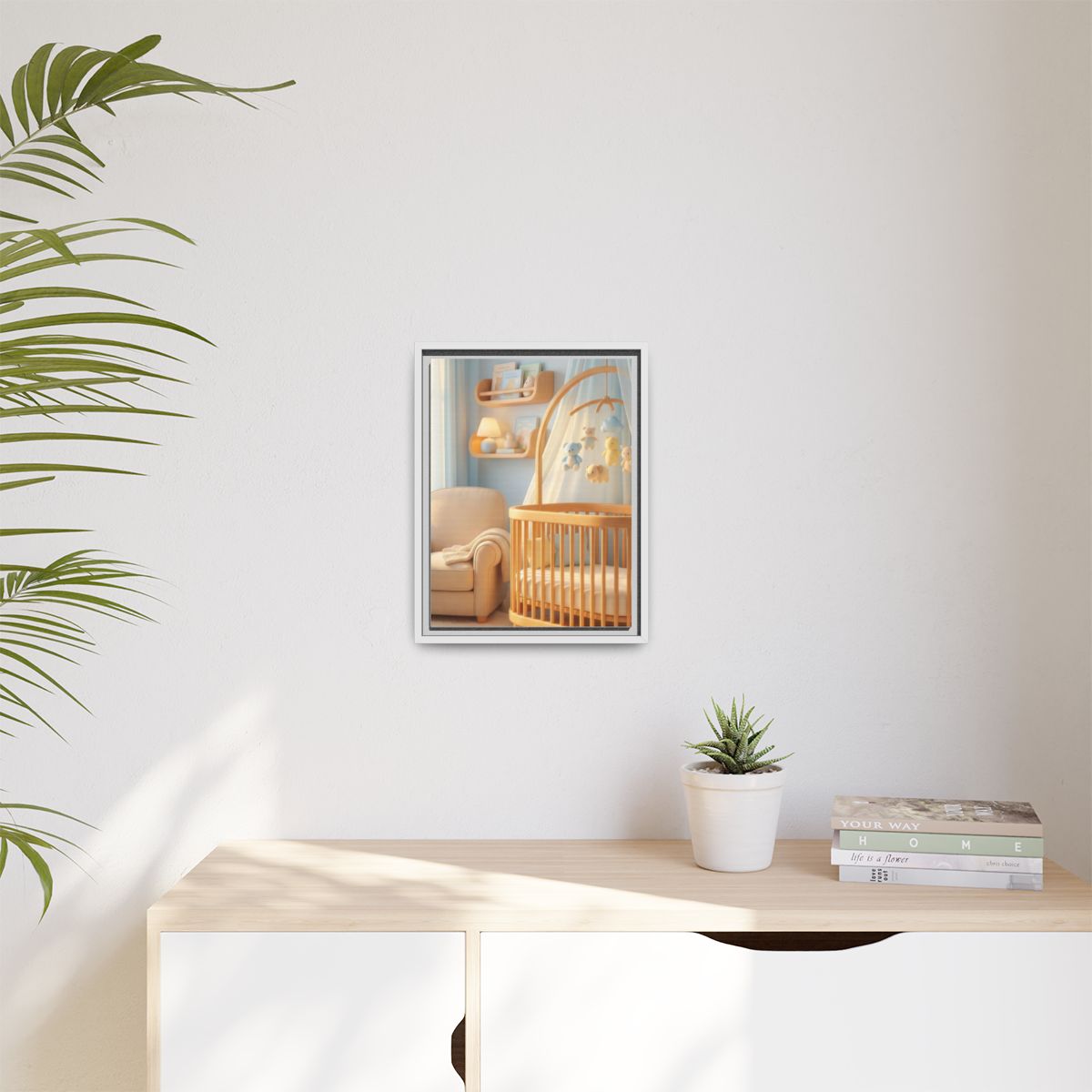 Matte Canvas, Framed - Dreamy Serene Nursery Art — White /...