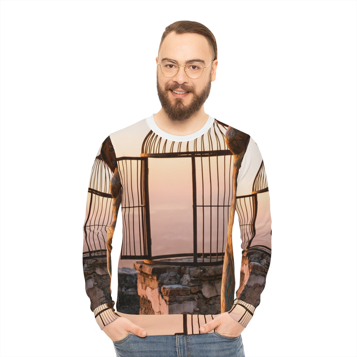 Men's Lightweight Sweatshirt - Golden Hour Mystic Sun... |...