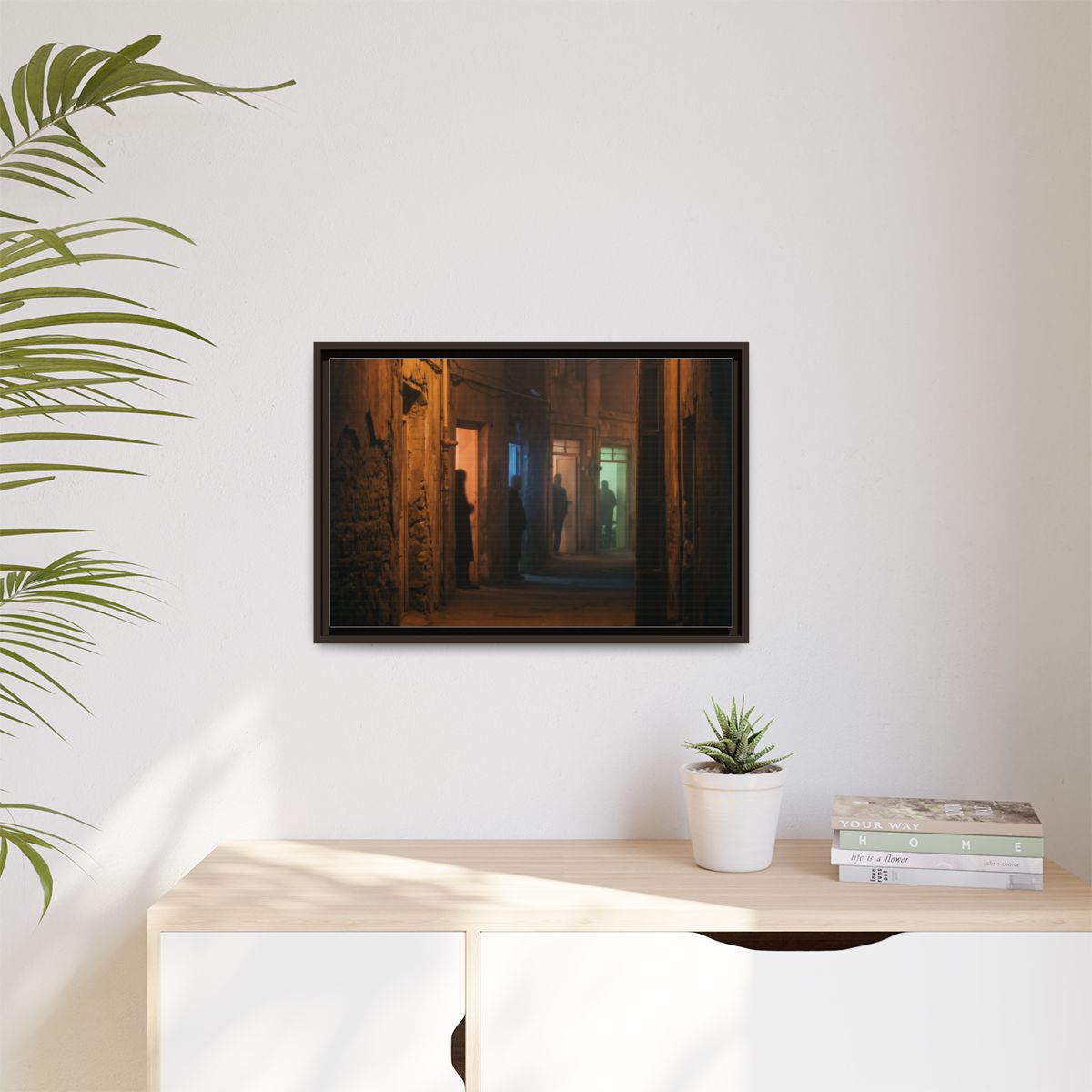 Matte Canvas, Framed - Shadowed Alleyway Mystery Art Print...