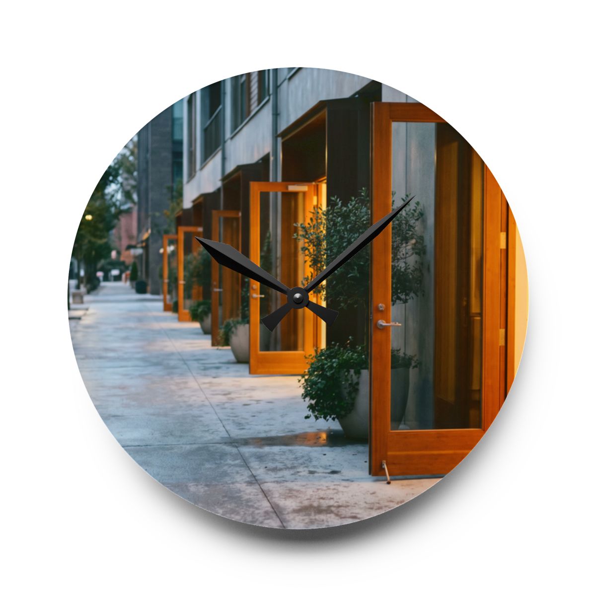 Acrylic Wall Clock - Modern Urban Evening | Echovira Gallery