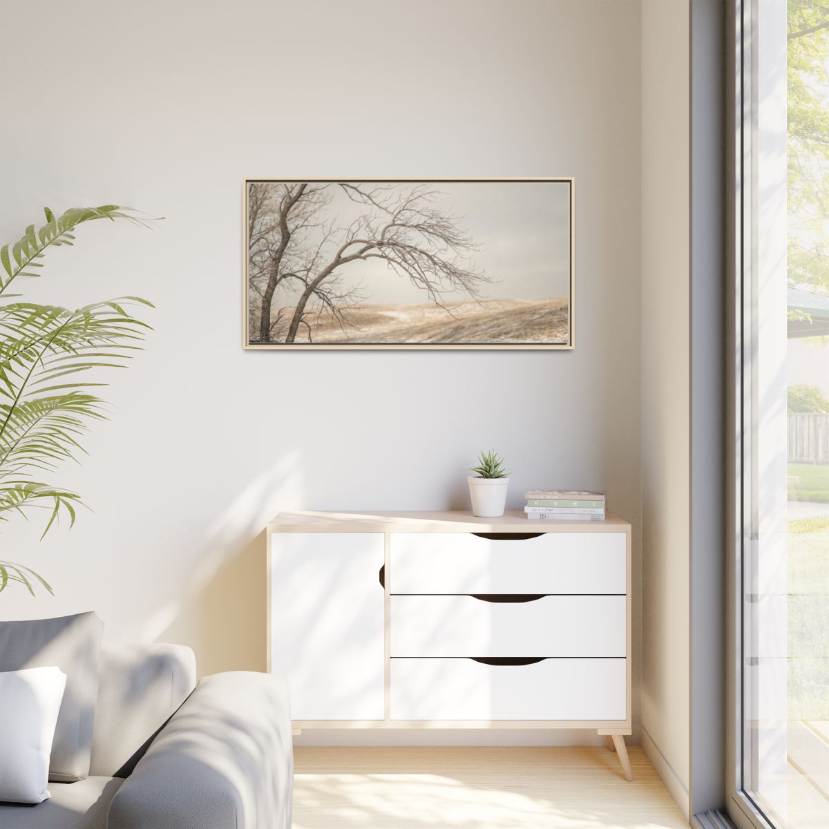 Matte Canvas, Framed - Winter Branch Solitude Landscape —......