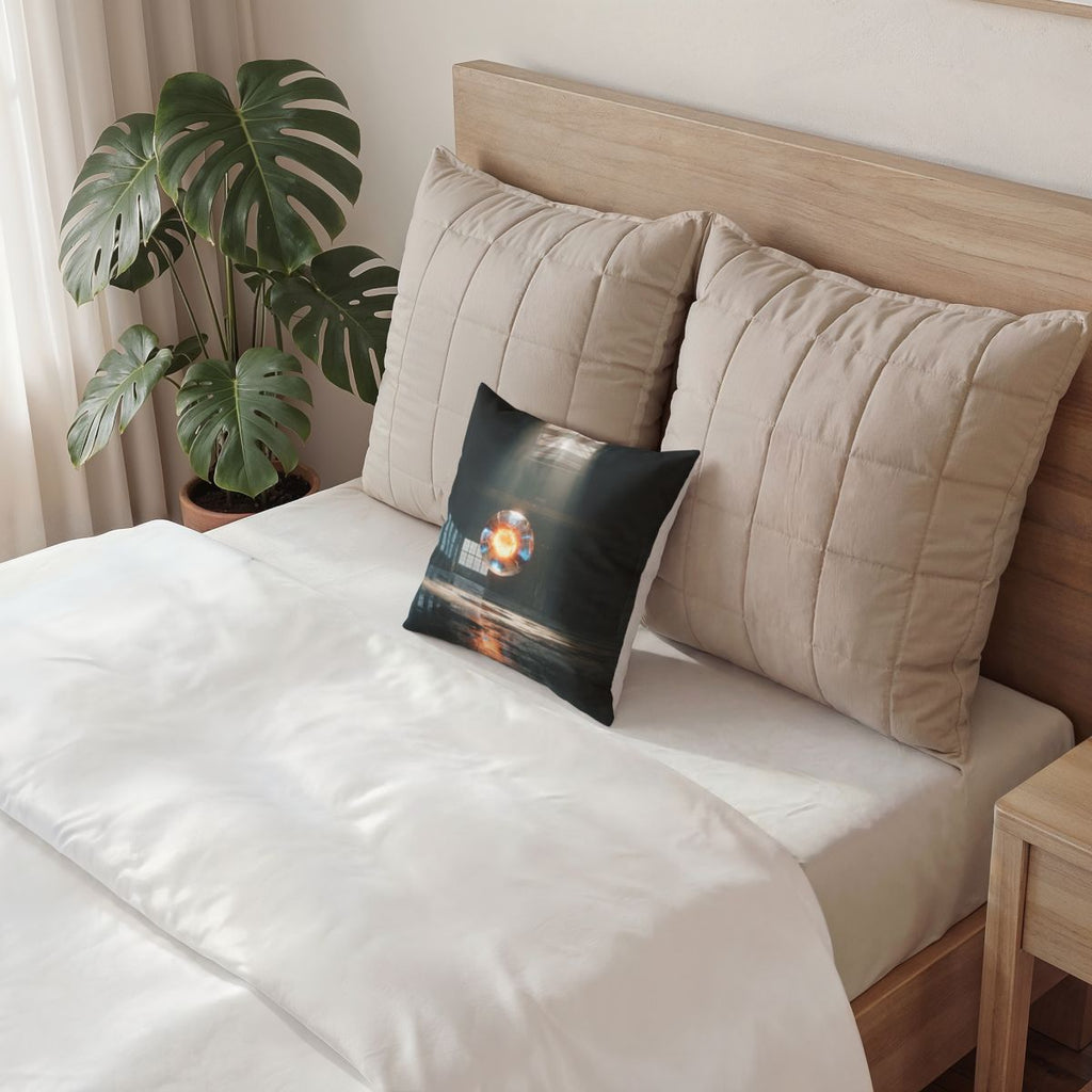 Poly Velvet Pillow - Sci-Fi Glowing Core | Echovira Gallery