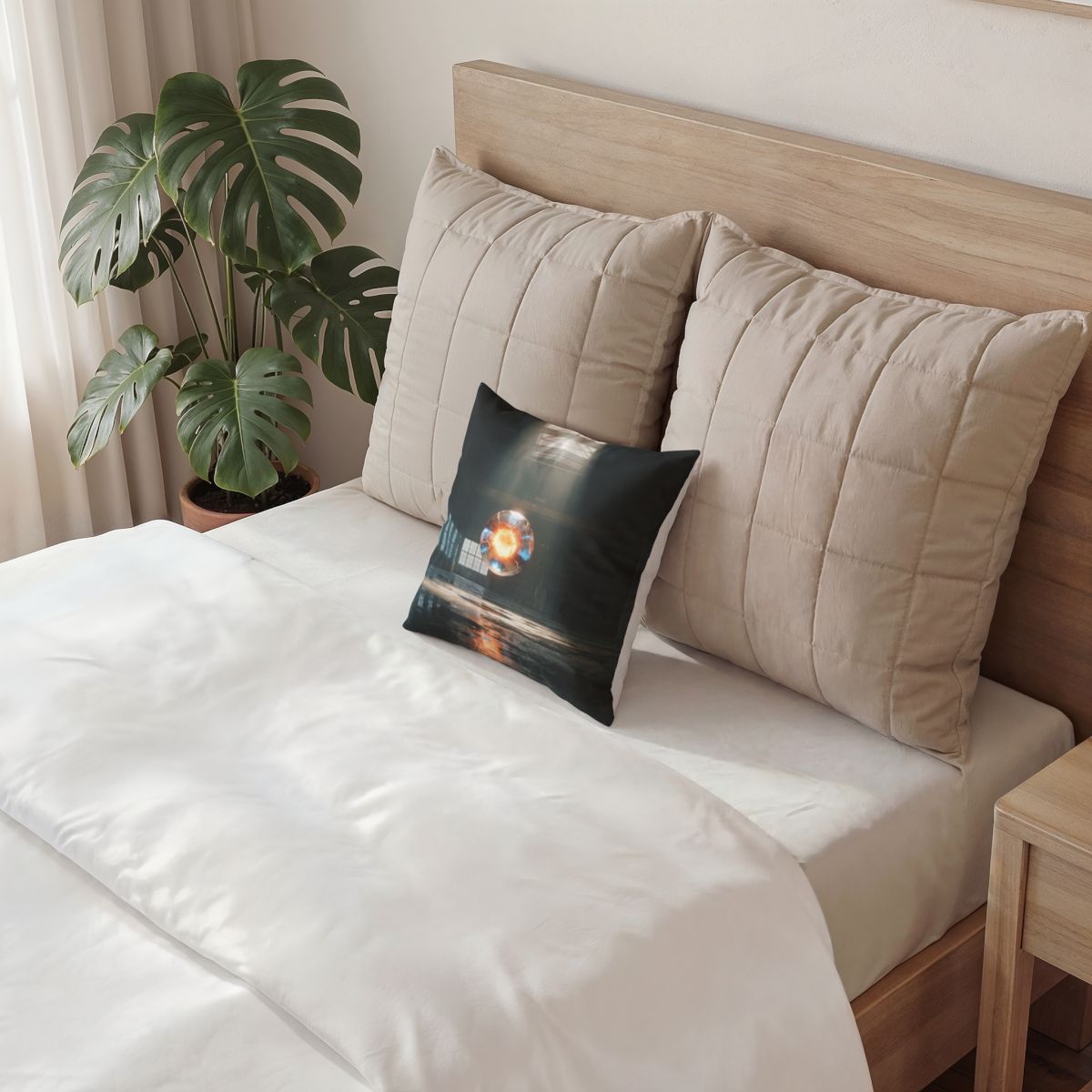 Poly Velvet Pillow - Sci-Fi Glowing Core | Echovira Gallery