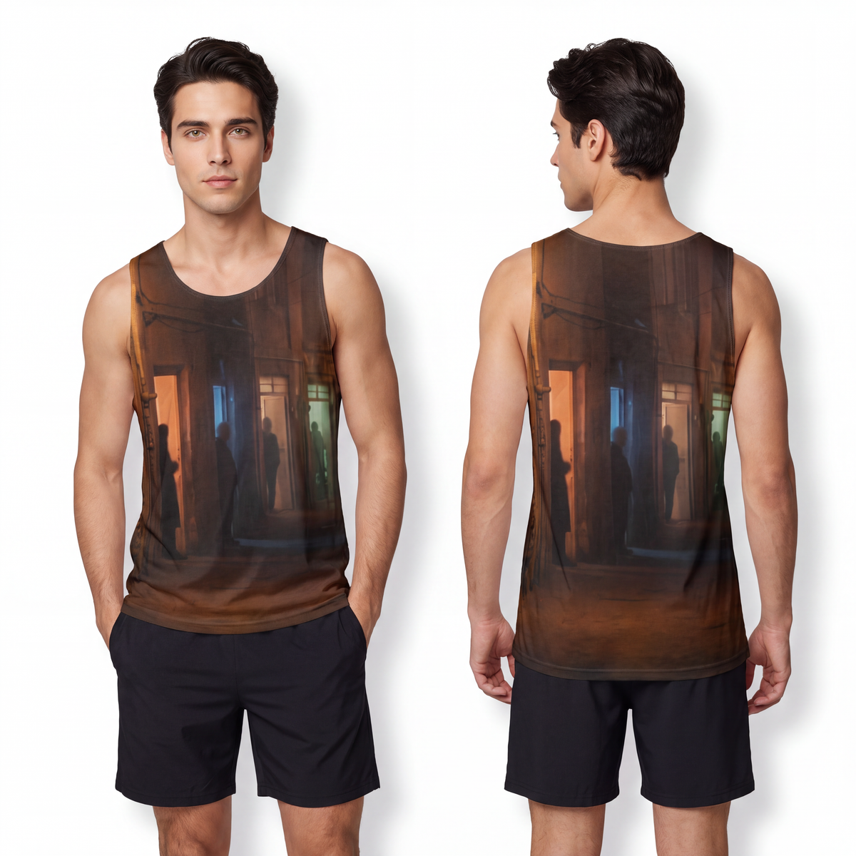 Men's Tank - Shadowed Alleyway Mystery Art Print | Echovira...