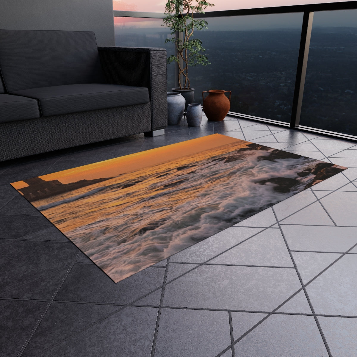 Outdoor Rug - Golden Kanyakumari Horizon | Echovira Gallery