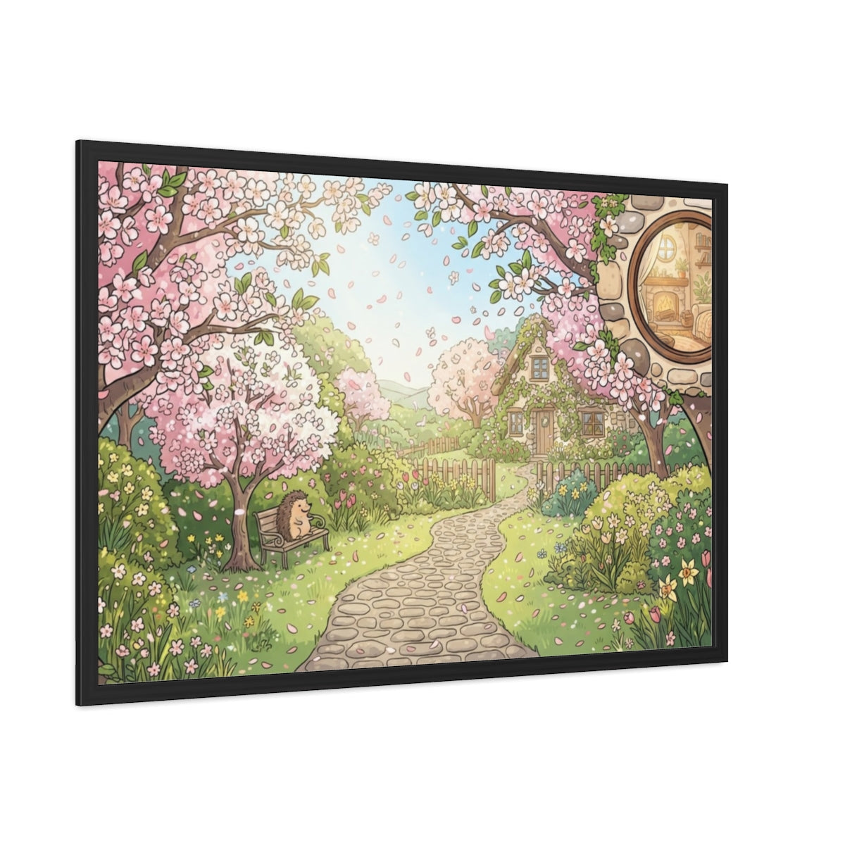 Framed Posters - Blossom Grove Cottagecore Art — Landscape...