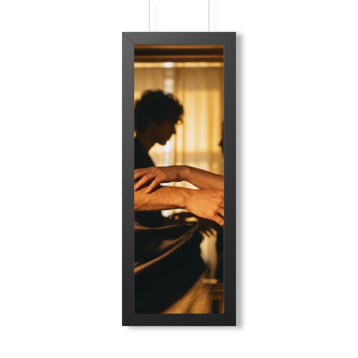 Framed Vertical Poster - Shadowed Silhouettes Romantic Art...