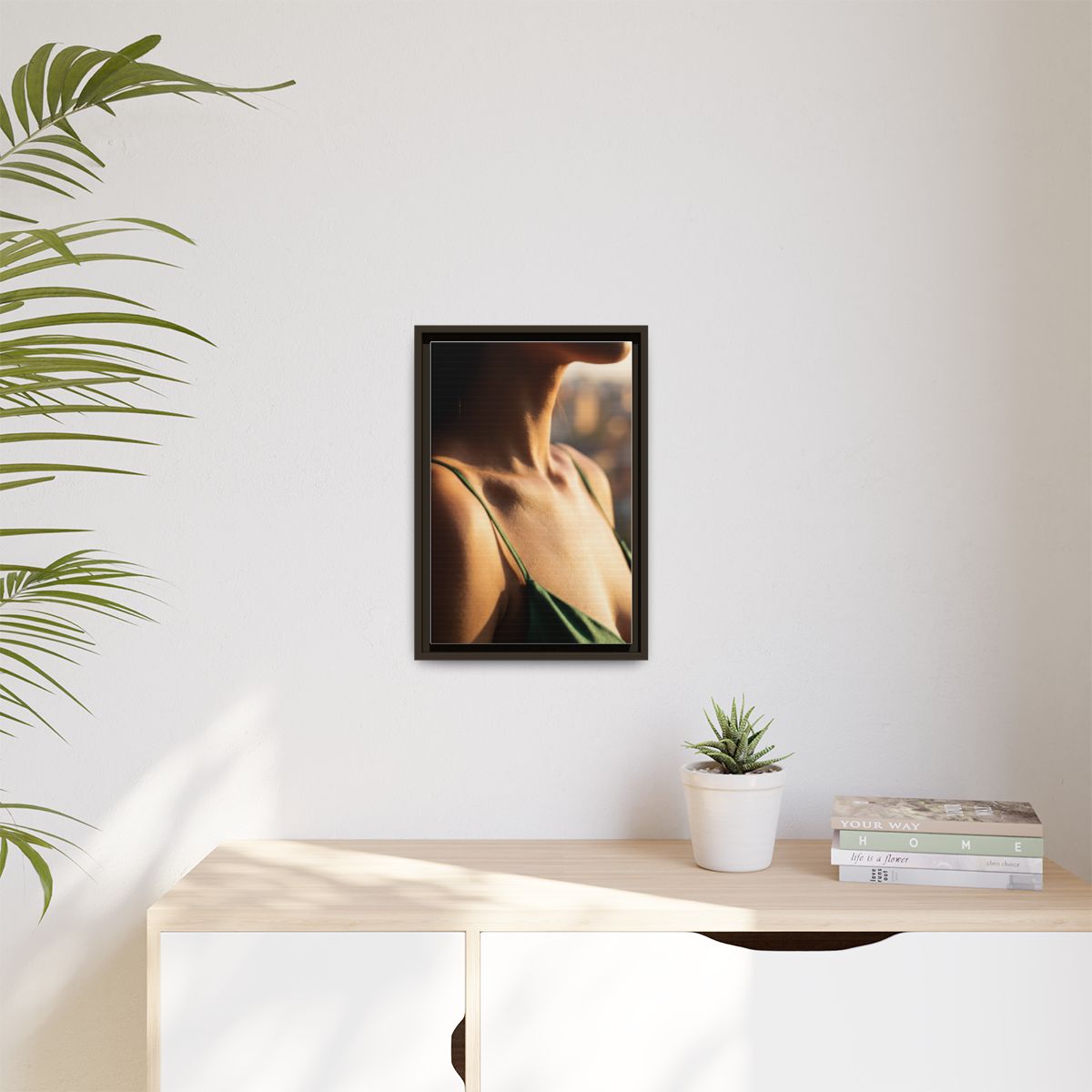 Golden Hour Matte Canvas - Framed Sunset Wall Art — Espresso...