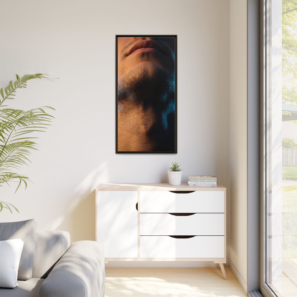 Matte Canvas, Framed - Neon Shadows Cinematic Portrait Art...