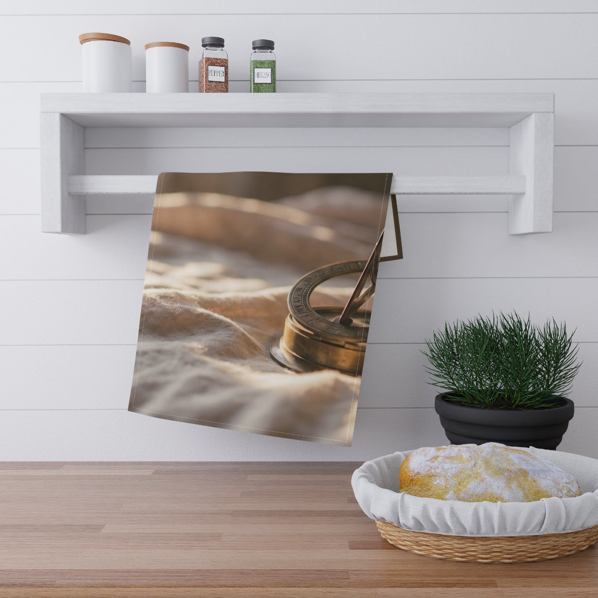 Tea Towels - Golden Sundial Vintage Decor Print | Echovira...