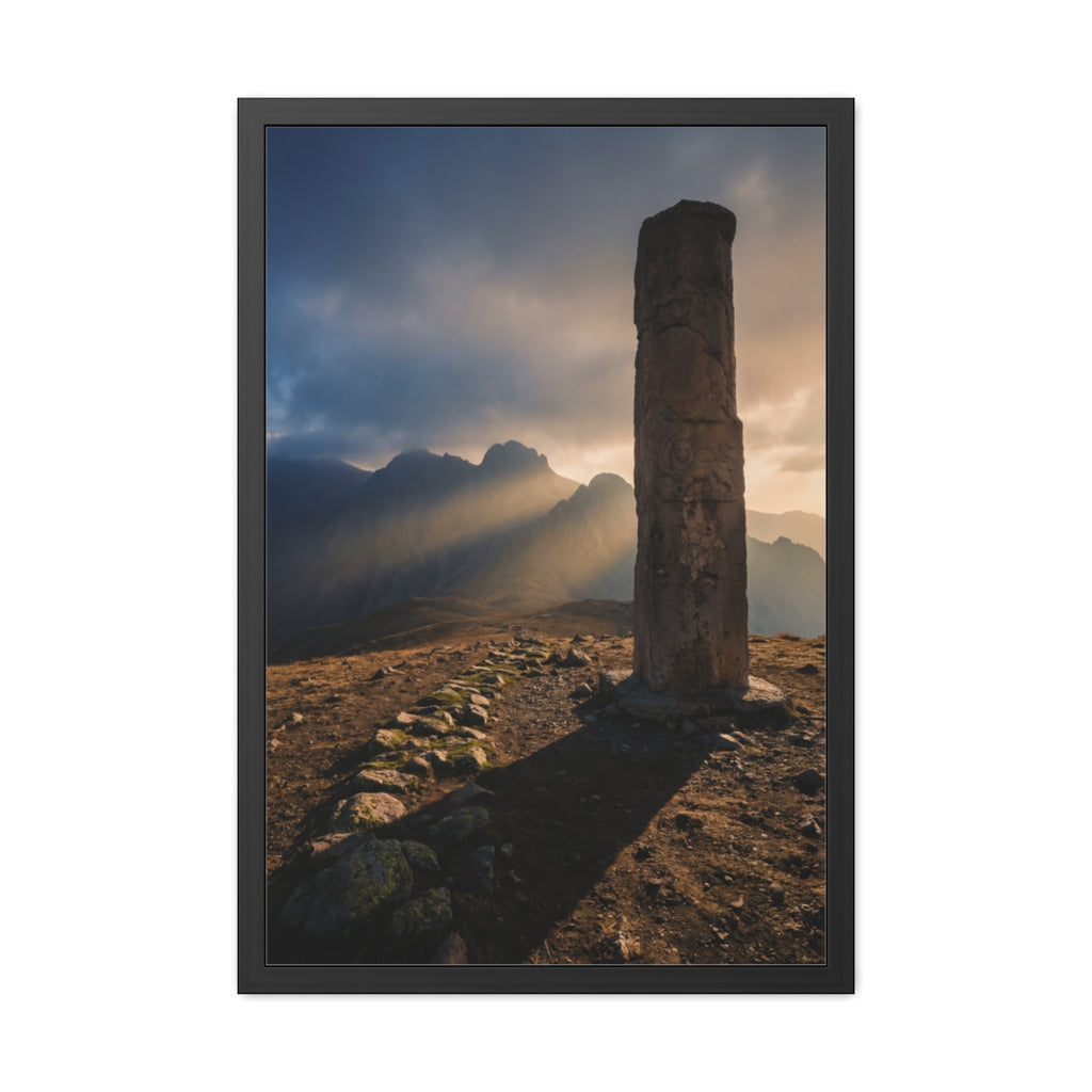 Framed Poster - Ancient Lion & Sun — Portrait