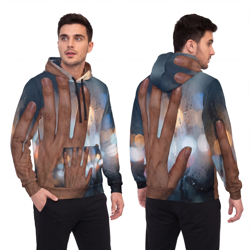 Men's Athletic Hoodie Nocturnal City Rain Art