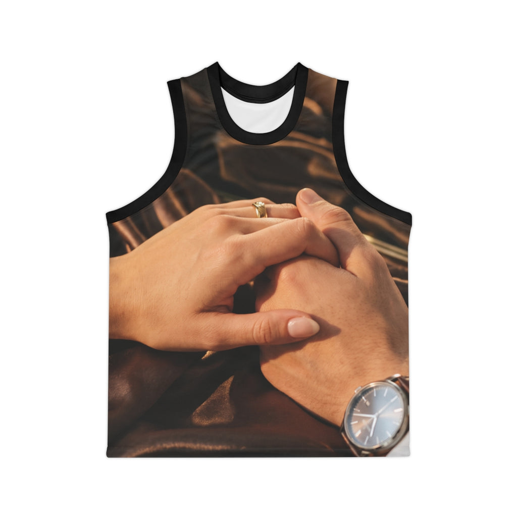 Unisex Basketball Jersey - Golden Hour Devotion Hand-Holding...