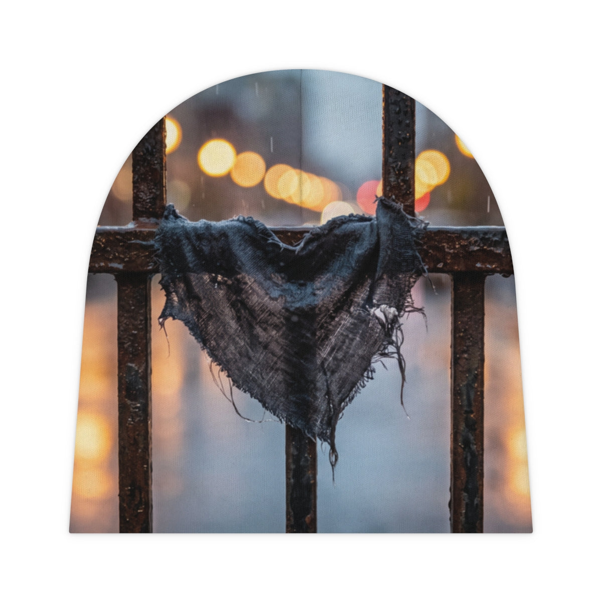 Baby Beanie with Rainy Urban Street Art