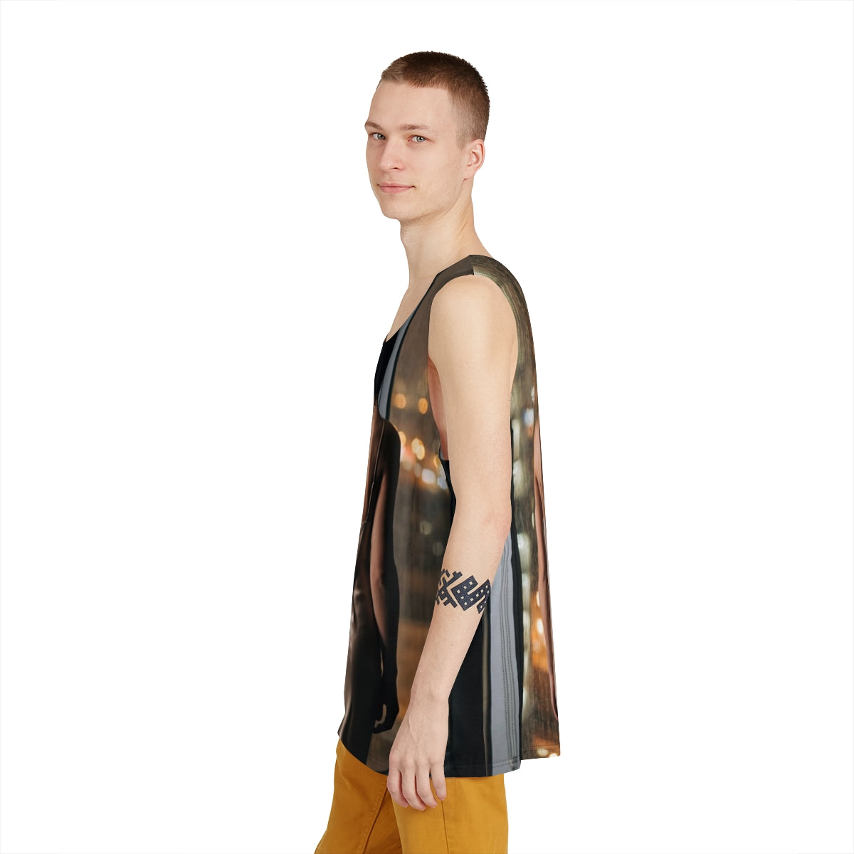 Men's Tank - City Lights Rainscape Silk Silhouette Art |...