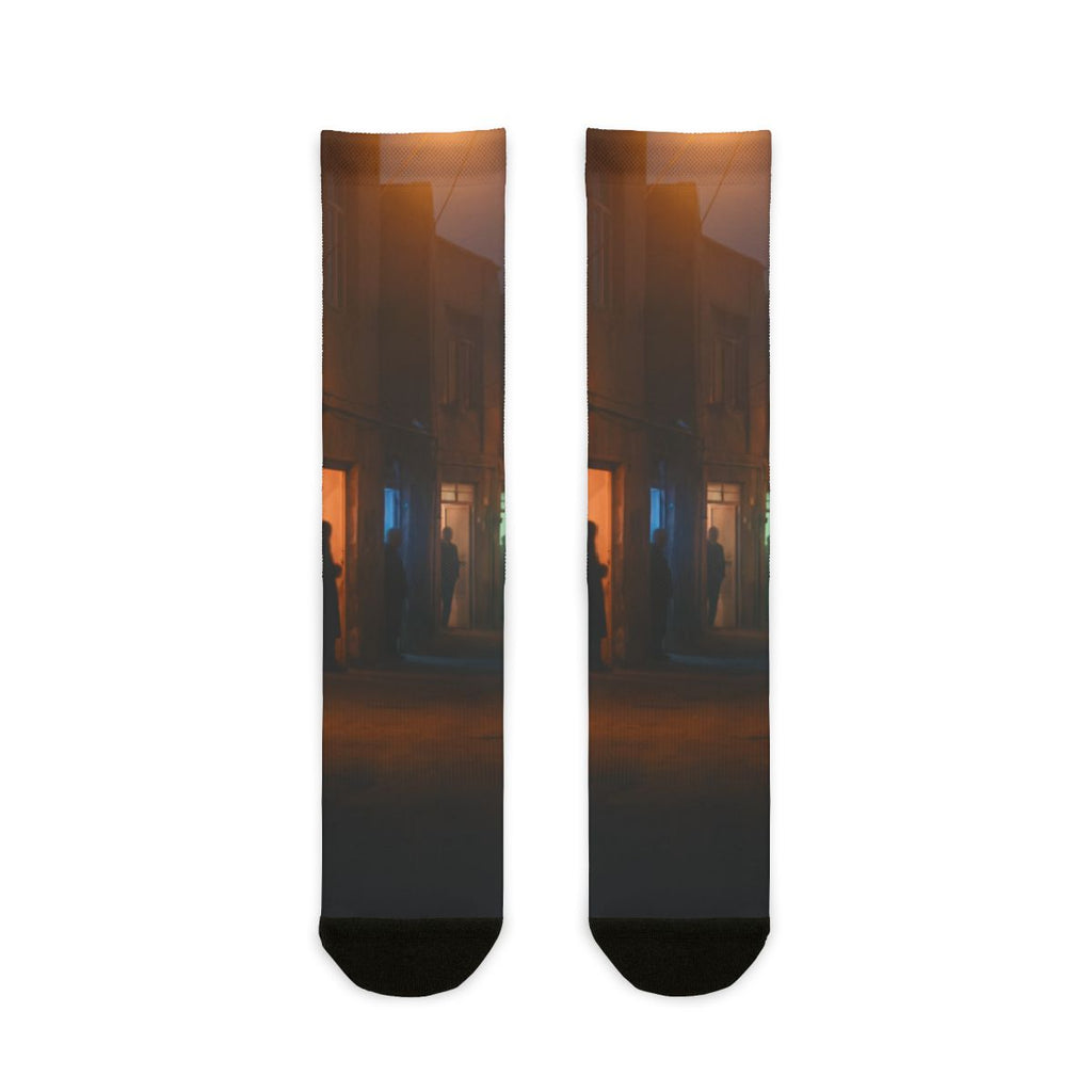 Sublimation Crew Socks - Shadowed Alleyway Mystery Art Print...