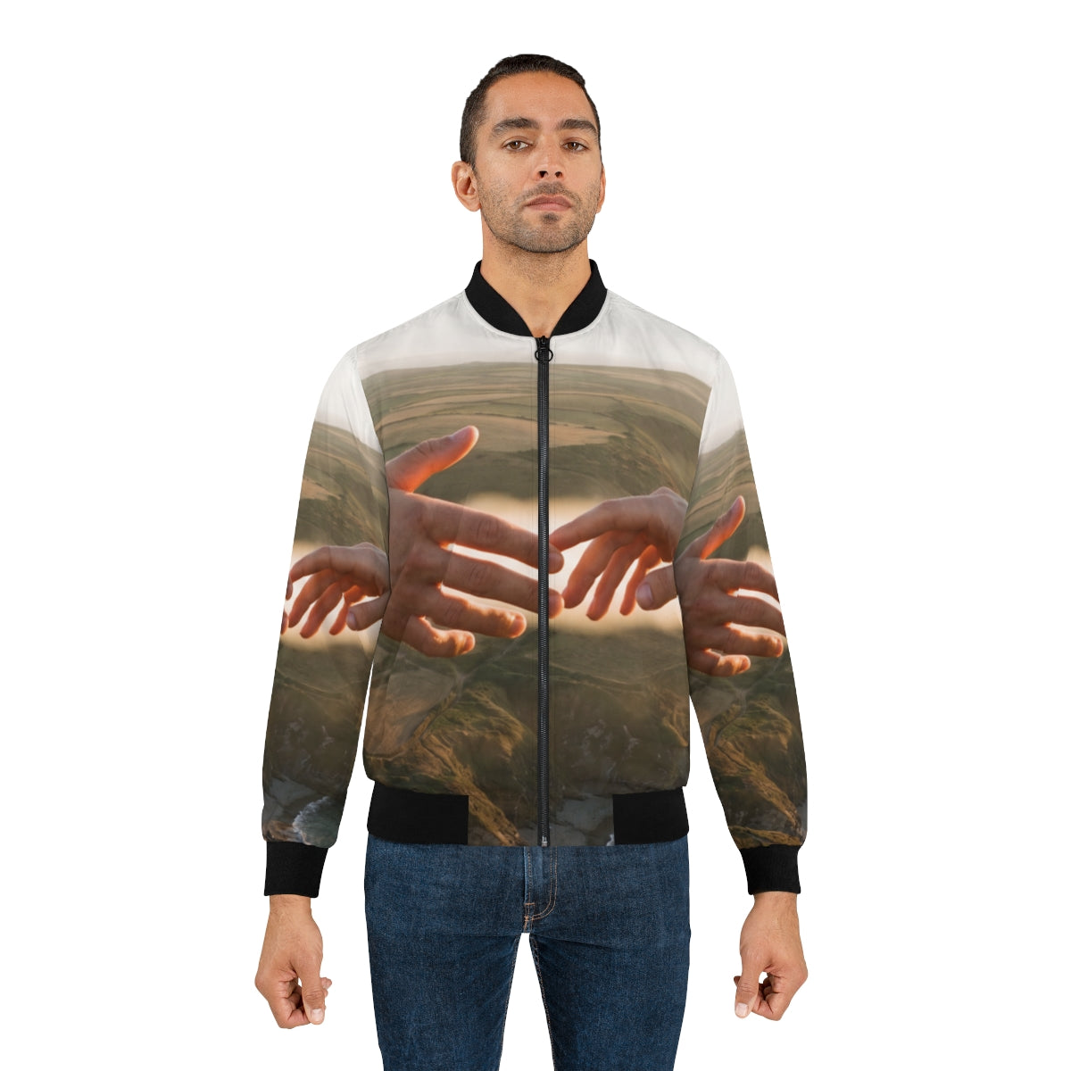 Men's Bomber Jacket - The Infinite Touch | Ethereal Coastal...