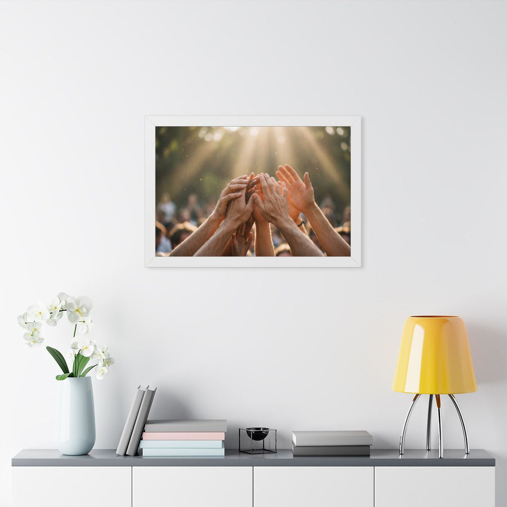 Framed Horizontal Poster - Golden Rays of Unity Wall Art......