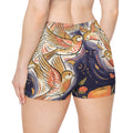 Women's Shorts with Golden Birds and Citrus
