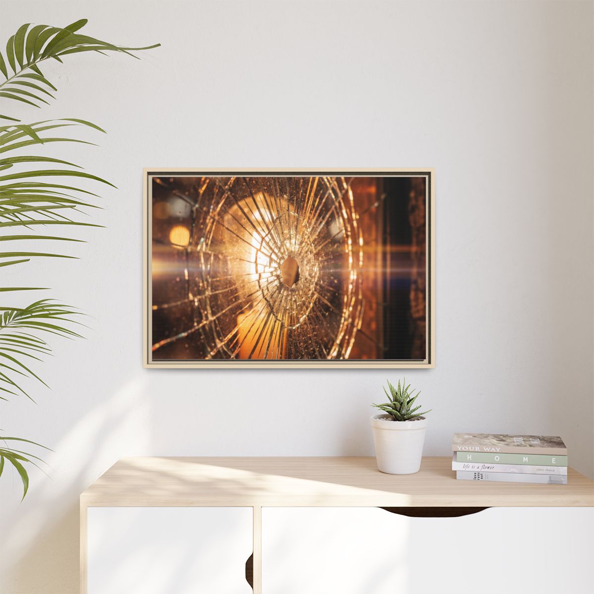 Matte Canvas, Framed - Golden Fractured Art — Natural /... |...