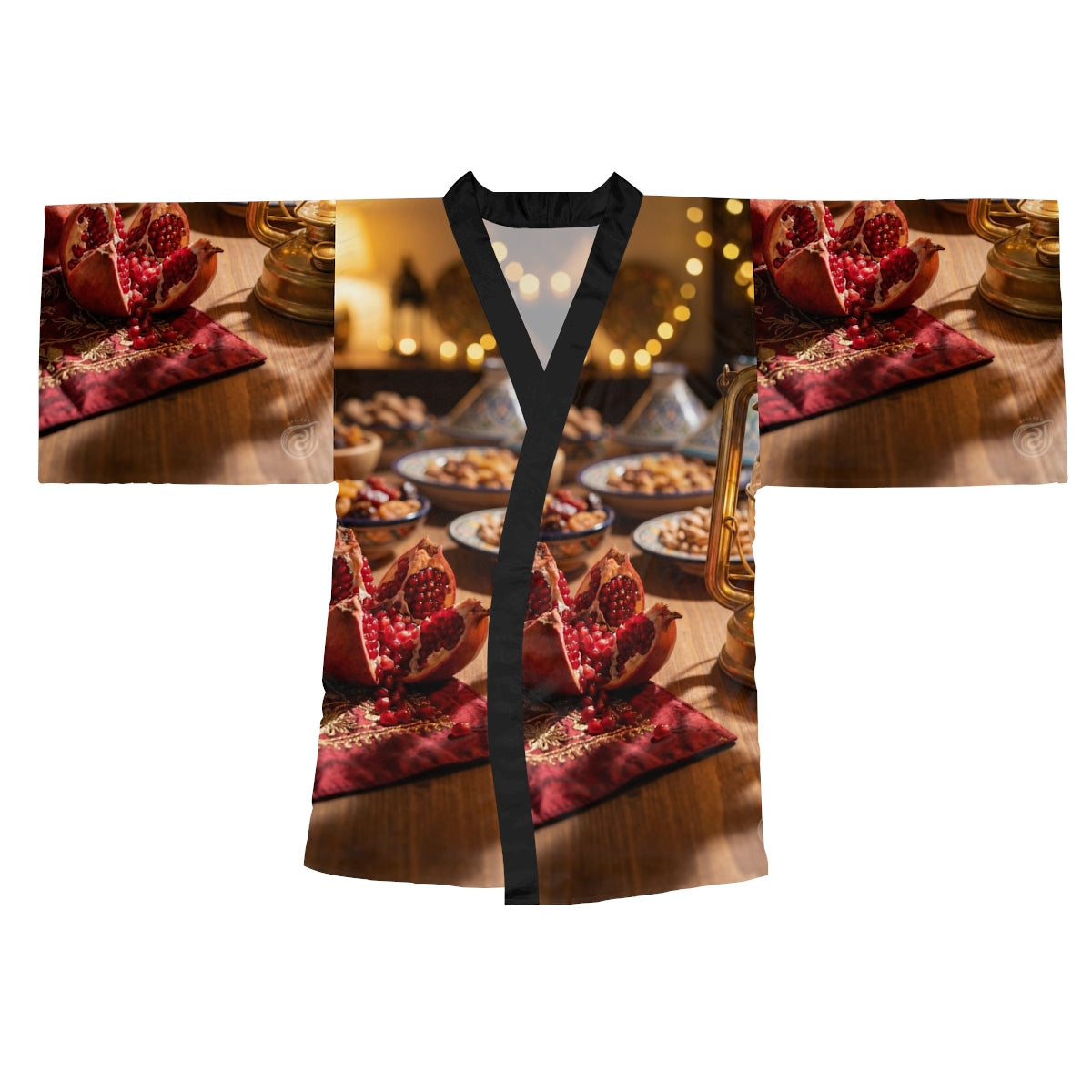 Long Sleeve Kimono Robe - Amber Feast | Echovira Gallery