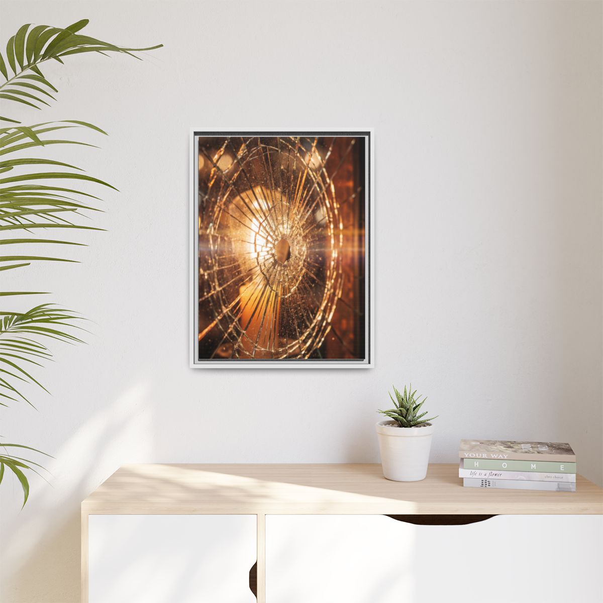 Matte Canvas, Framed - Golden Fractured Art — White / 1.25"...