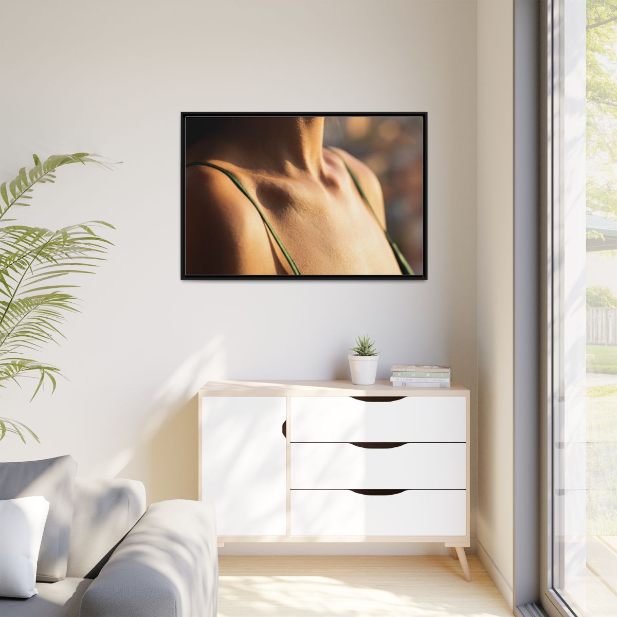 Golden Hour Matte Canvas - Framed Sunset Wall Art — Black /...