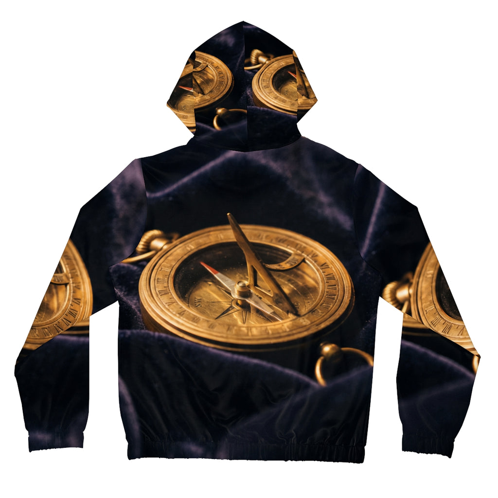 Women's Full-Zip Hoodie Brass Sundial Art