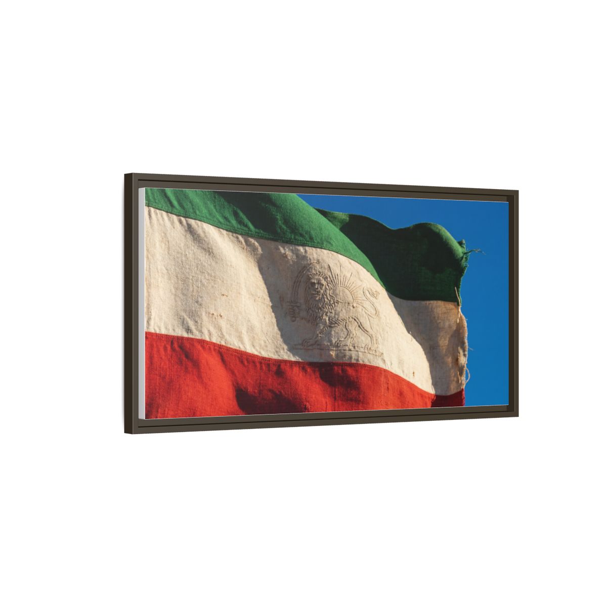 Gerahmte Leinwandkunst – Distressed Flag – Espresso / 3,18 cm