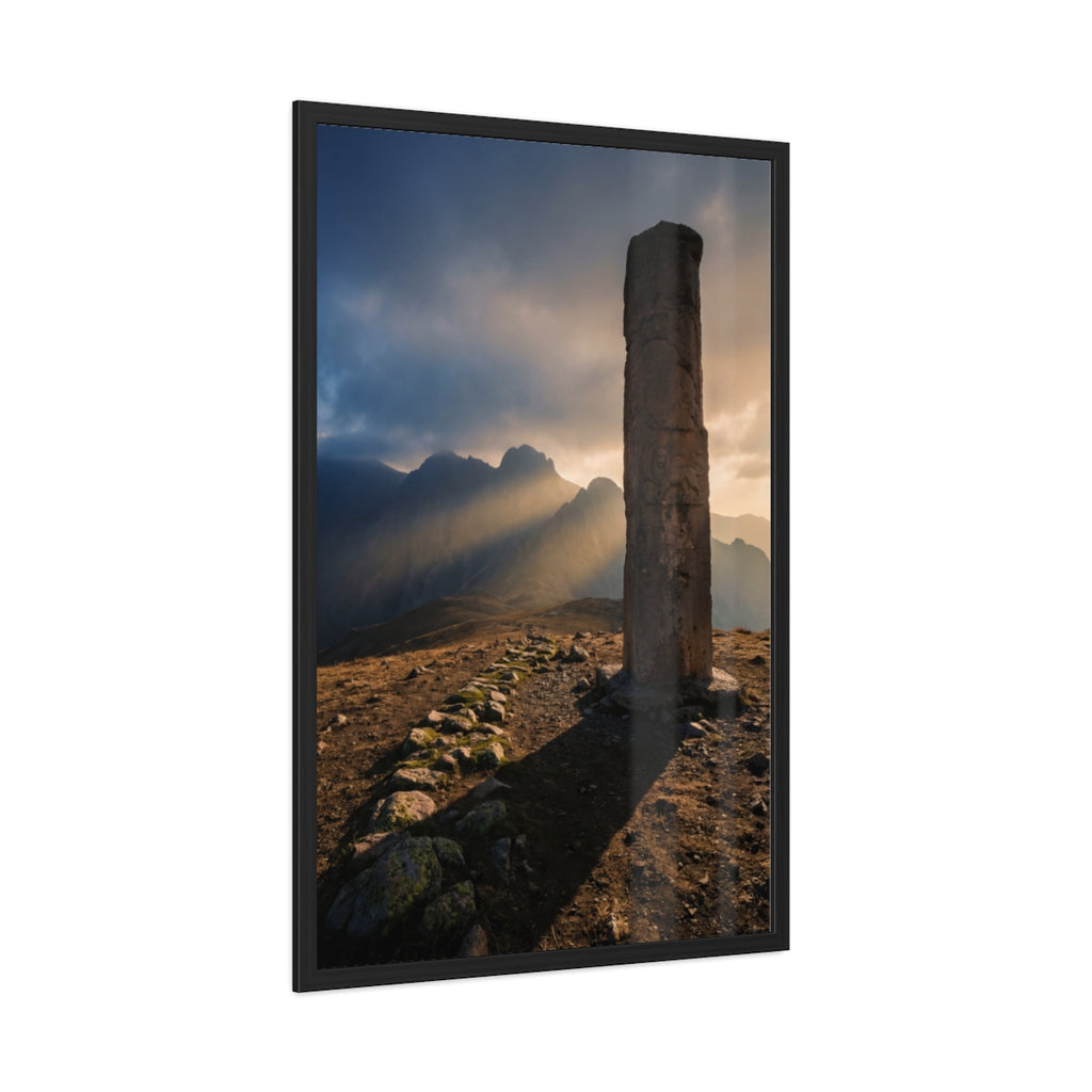Framed Poster - Ancient Lion & Sun — Portrait