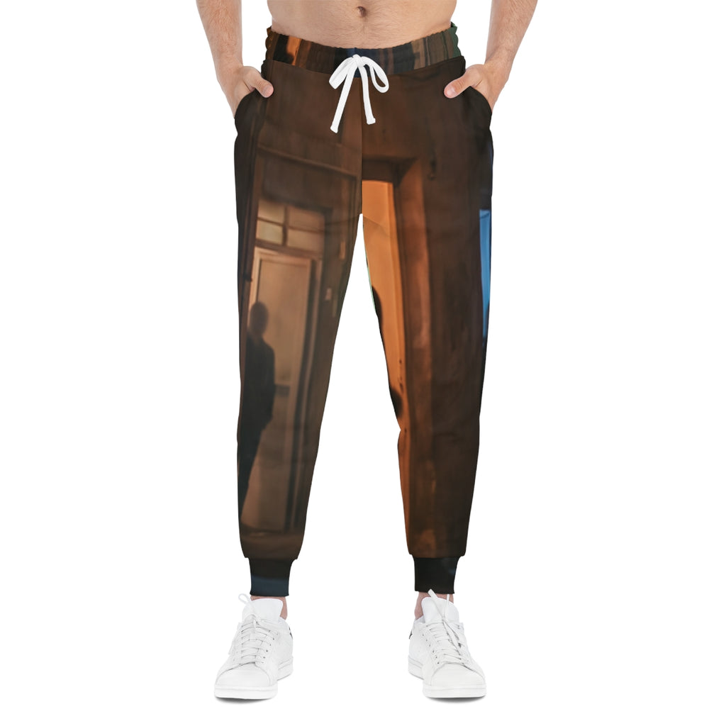 Men's Athletic Joggers - Nocturnal Alleyway Misty Street Art...