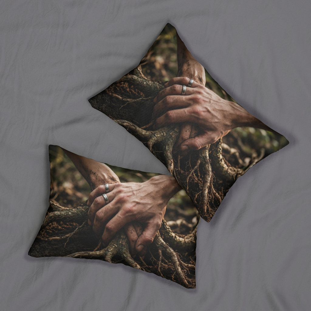 Forest Roots Lumbar Pillow with Earthy Art