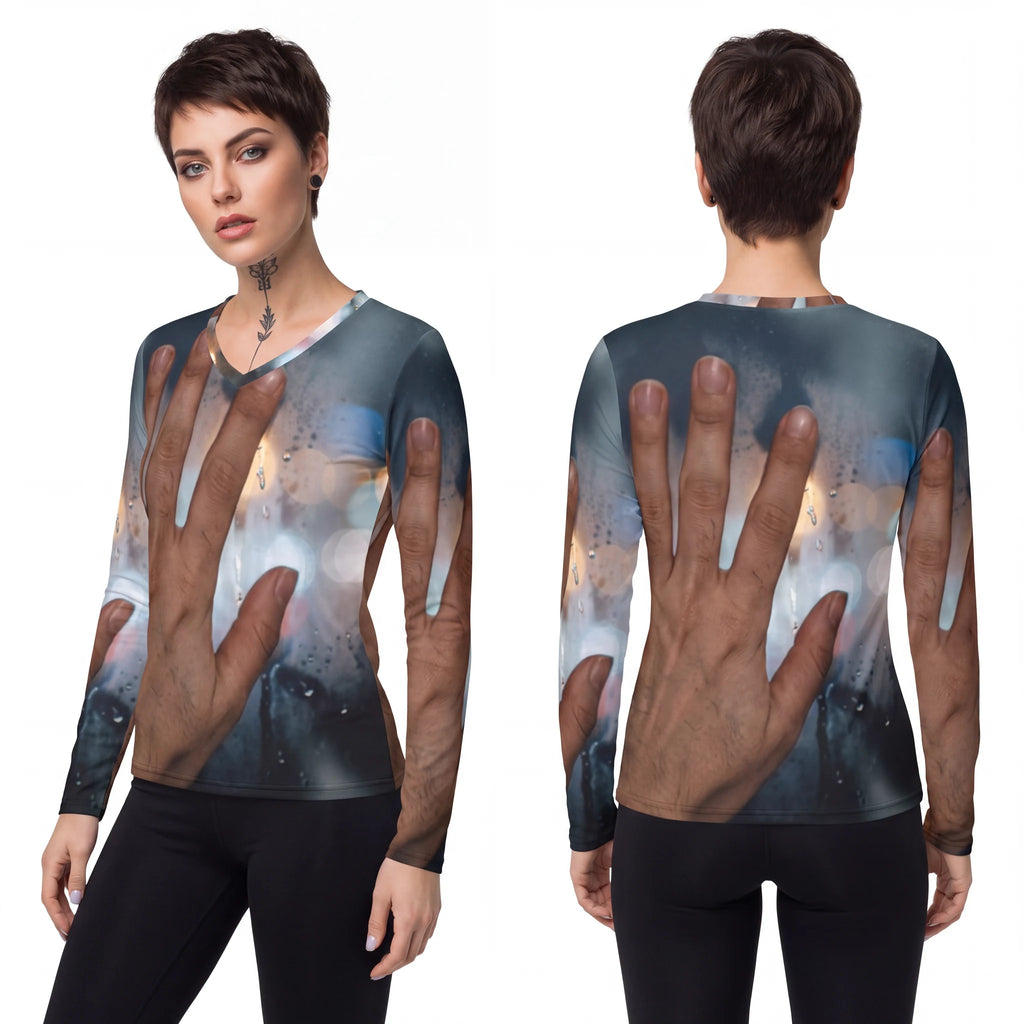 Women's V-Neck Long Sleeve Rainy City Shirt
