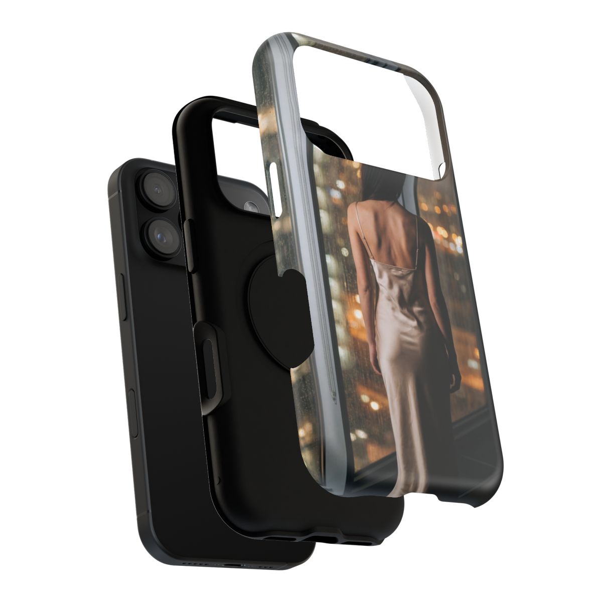 Impact-Resistant Apple iPhone Cases - Rainy City Lights Silk Gown | iPhone 17 Pro Max, 17 Pro, 17 Air & More
