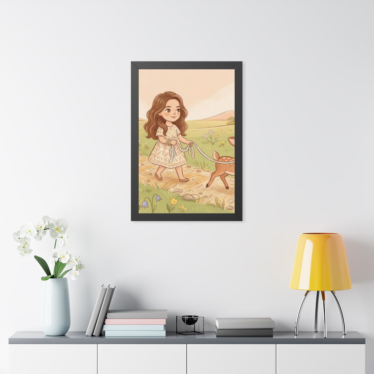 Framed Vertical Poster - Meadow Walk Fawn — Black (11×14......