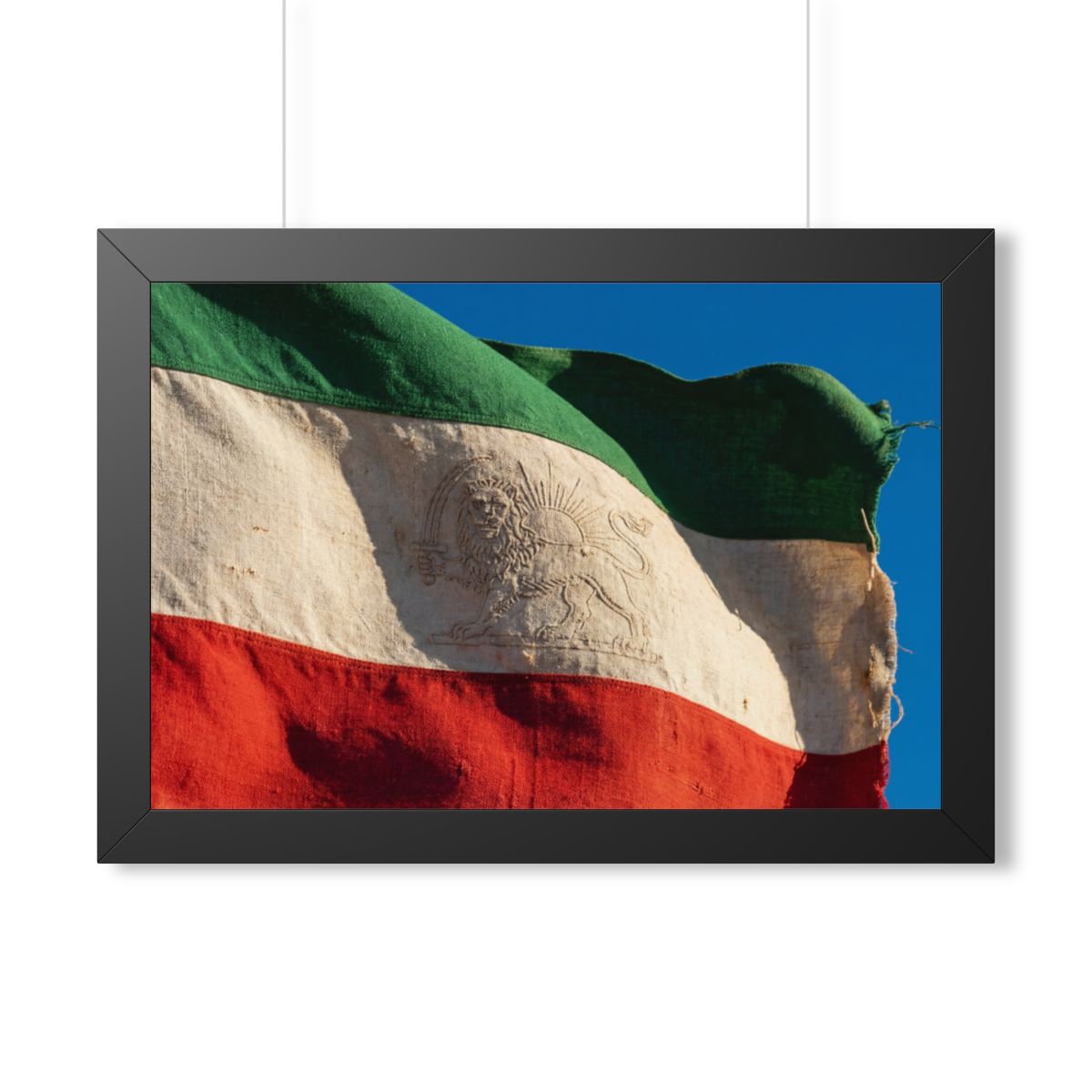 Framed Horizontal Poster - Vintage Persian Lion and Sun Flag...