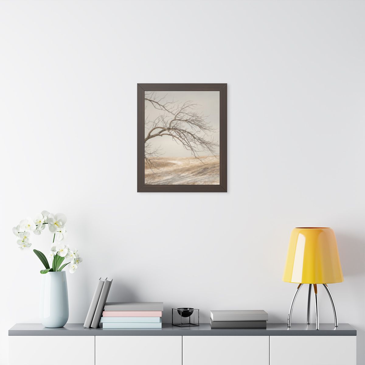 Framed Vertical Poster - Winter Branch Solitude Landscape —...