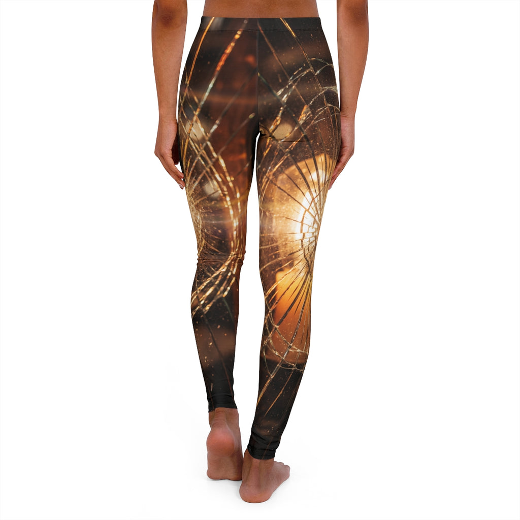 Women's Casual Spandex Leggings - Shattered Amber Light Wall...