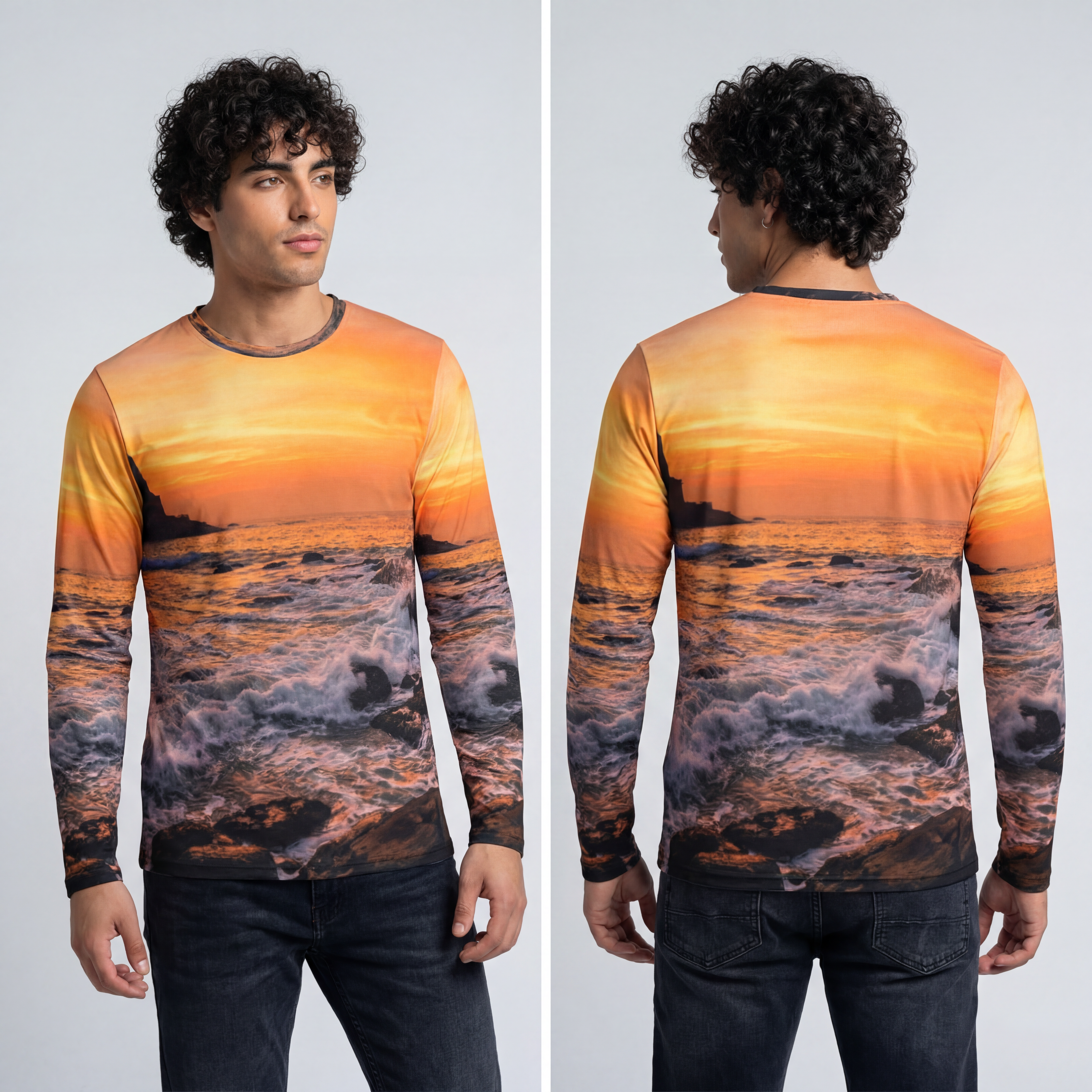 Men's Long Sleeve Shirt - Golden Horizon