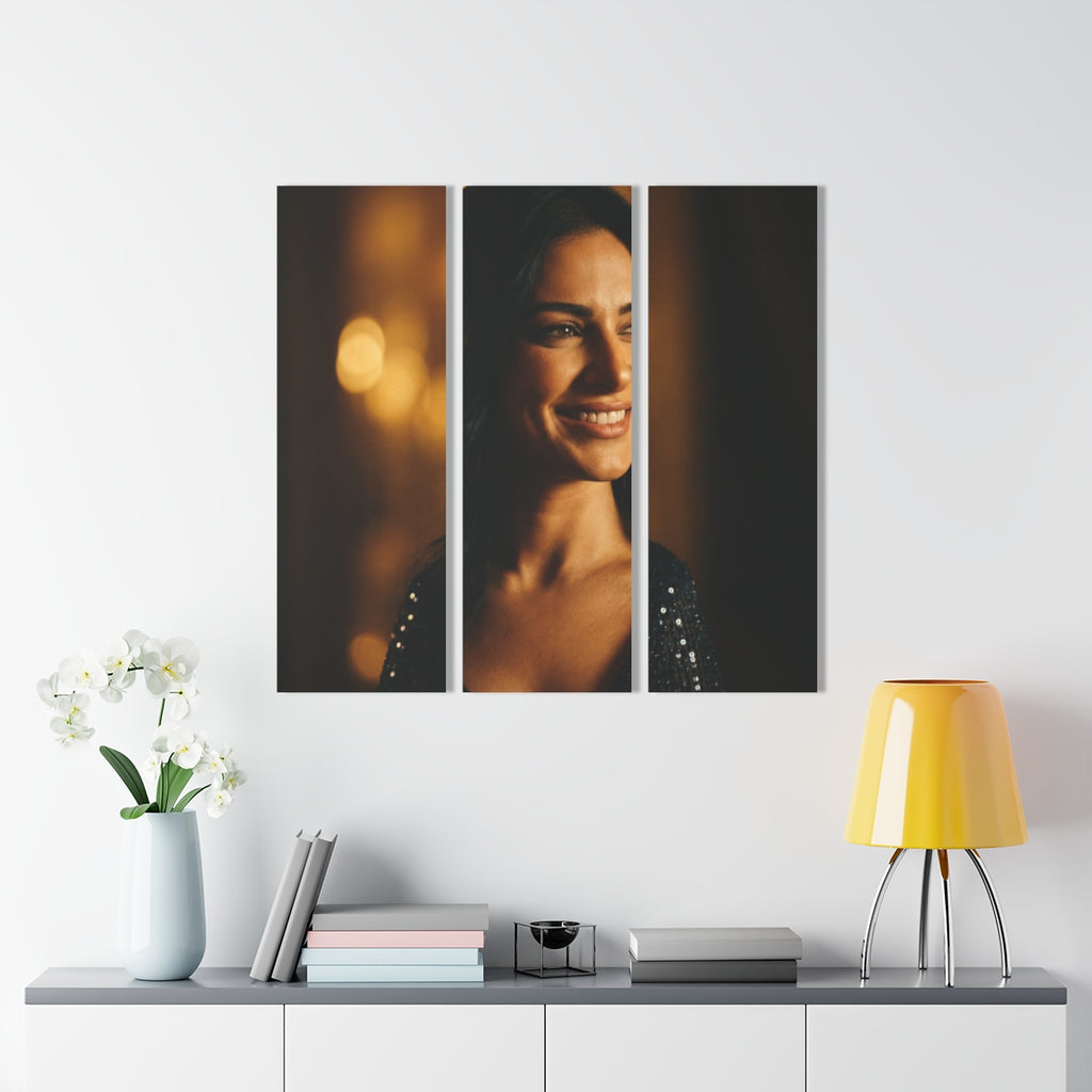 Triptych Acrylic Print - Golden Glamour — Portrait