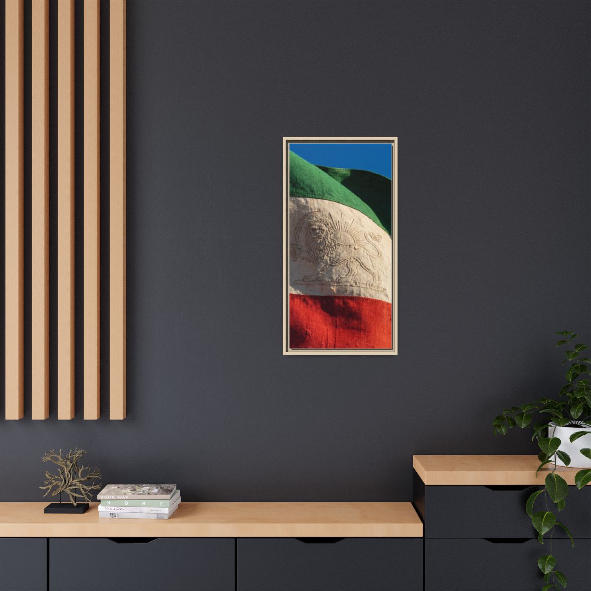 Framed Canvas Art - Distressed Flag — Natural / 1.25"