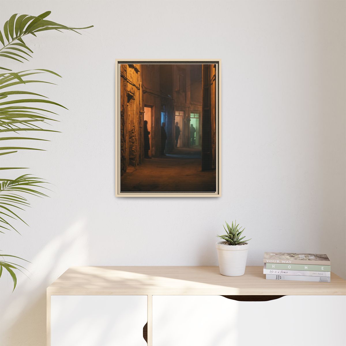 Matte Canvas, Framed - Shadowed Alleyway Mystery Art Print...
