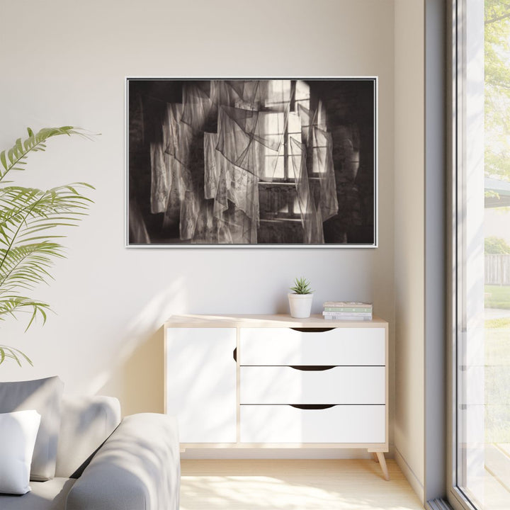 Matte Canvas, Framed, Landscape, White Frame - Veiled Hall